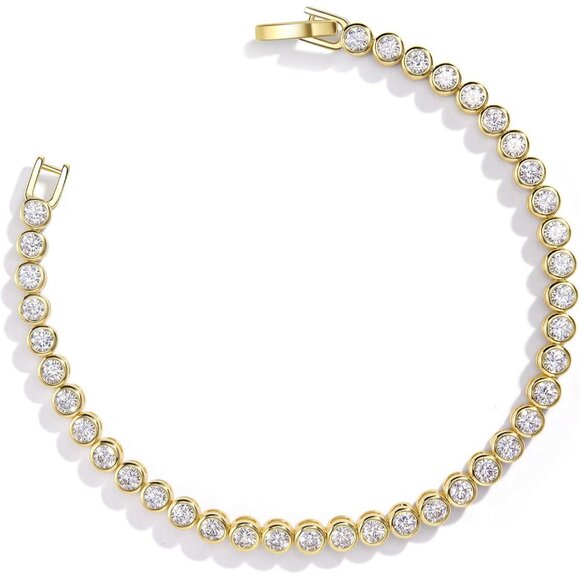 Baroness 3mm 14K Gold Filled Tennis Bracelet for Women with Cubic Zirconia, Styl - Picture 1 of 7